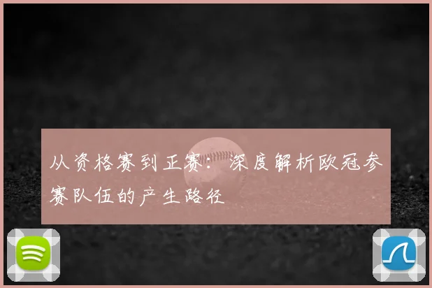 从资格赛到正赛：深度解析欧冠参赛队伍的产生路径